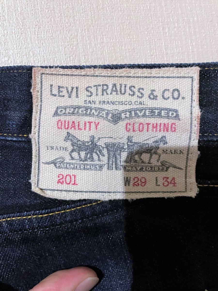 美品 LEVIS リーバイス 03201-0009 1890sモデル 復刻 201 片ポケ デニムパンツ ジーンズ シンチバック バックルバック W29L34 濃紺 30s_画像4