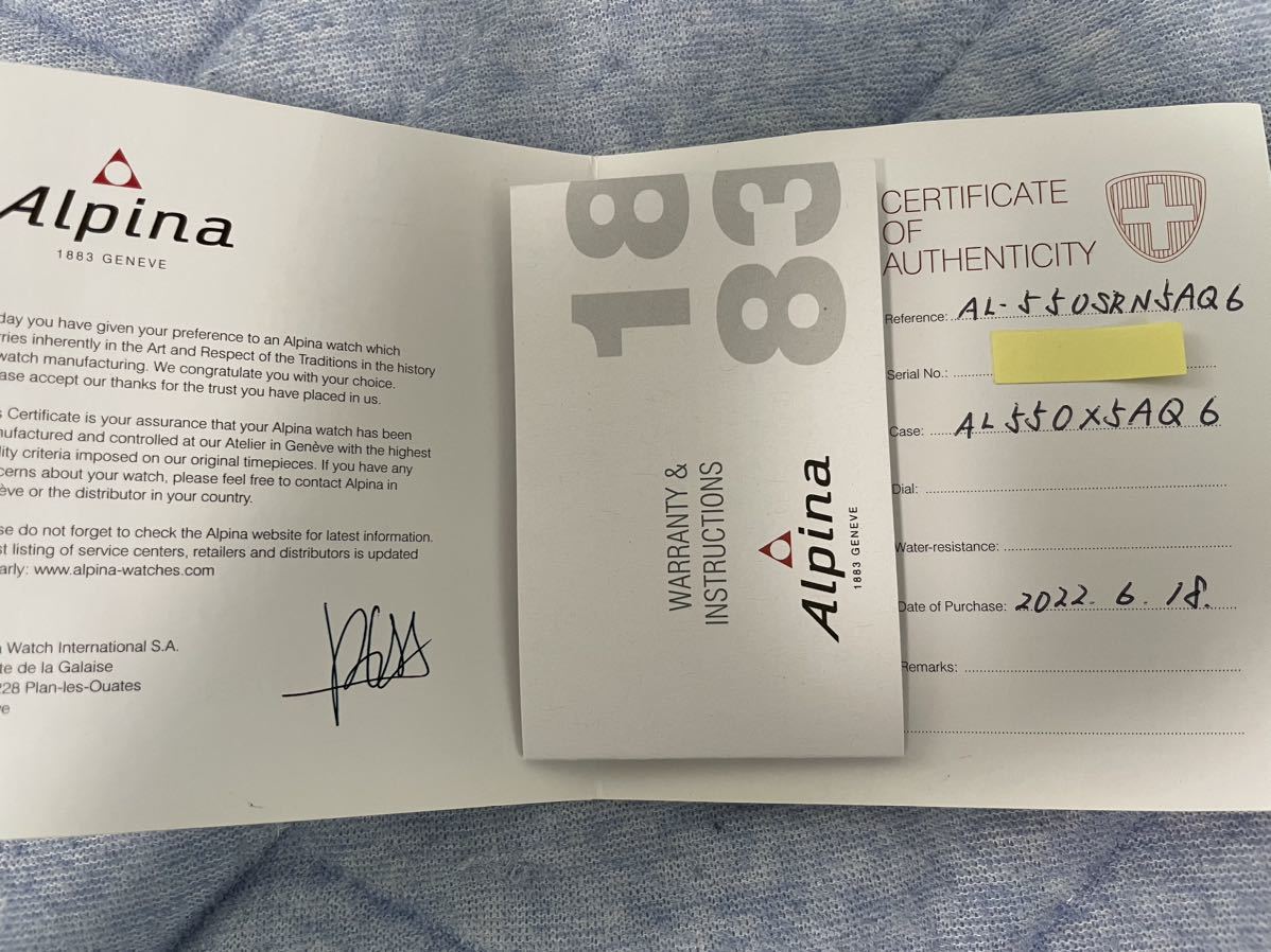 昨年6月購入、ほぼ新品・ベルトは未使用、レア品、自動巻】ALPINA
