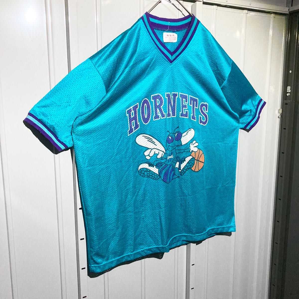90s NBA CHARLOTTE HORNETS シャーロットホーネッツ ゲームシャツ　Lサイズ