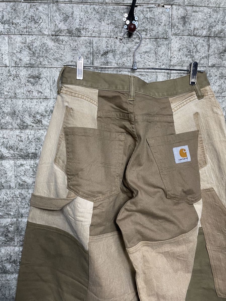 カーハート　Carhartt スペシャル カスタム 再構築 パッチワーク ダック オーバーオール リメイク パンツ ベルボトム ブーツカット 78cm_画像5