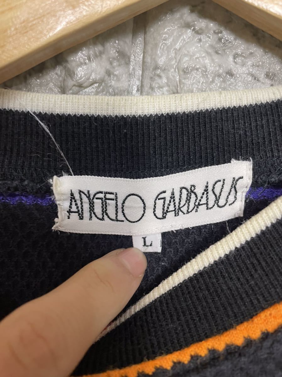 ANGERO RARBASUS ANGERO ITALY ニットセーター ボーダーセーター カラフル レインボー ブラック　キャラクター サーマル ロンT Tシャツ_画像4