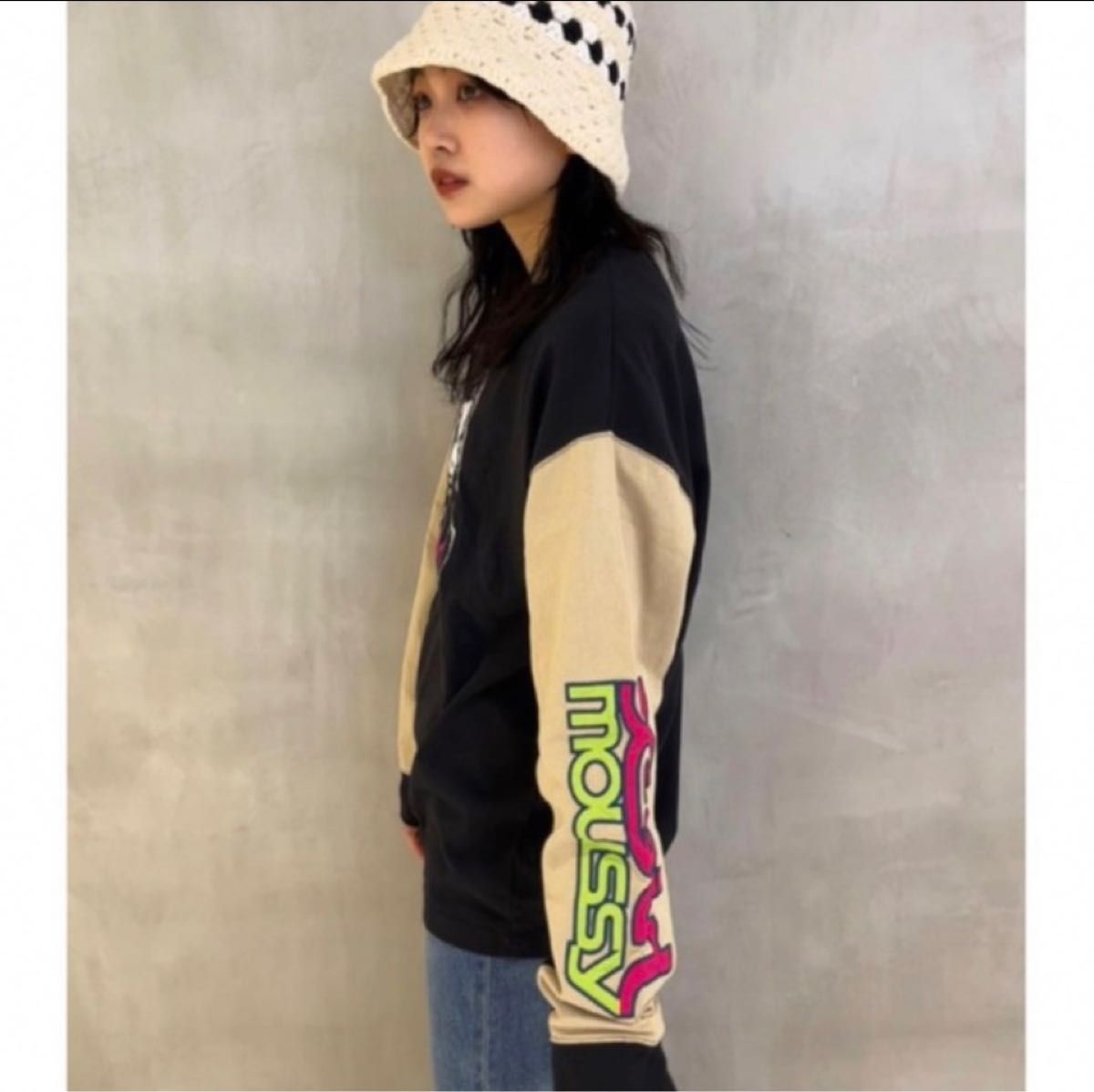 日曜日に9900円に戻します MOUSSY×X-girlコラボXG FACE LS T 日曜日に9900円に戻します MOUSSY×X-girlコラボXG FACE LS T