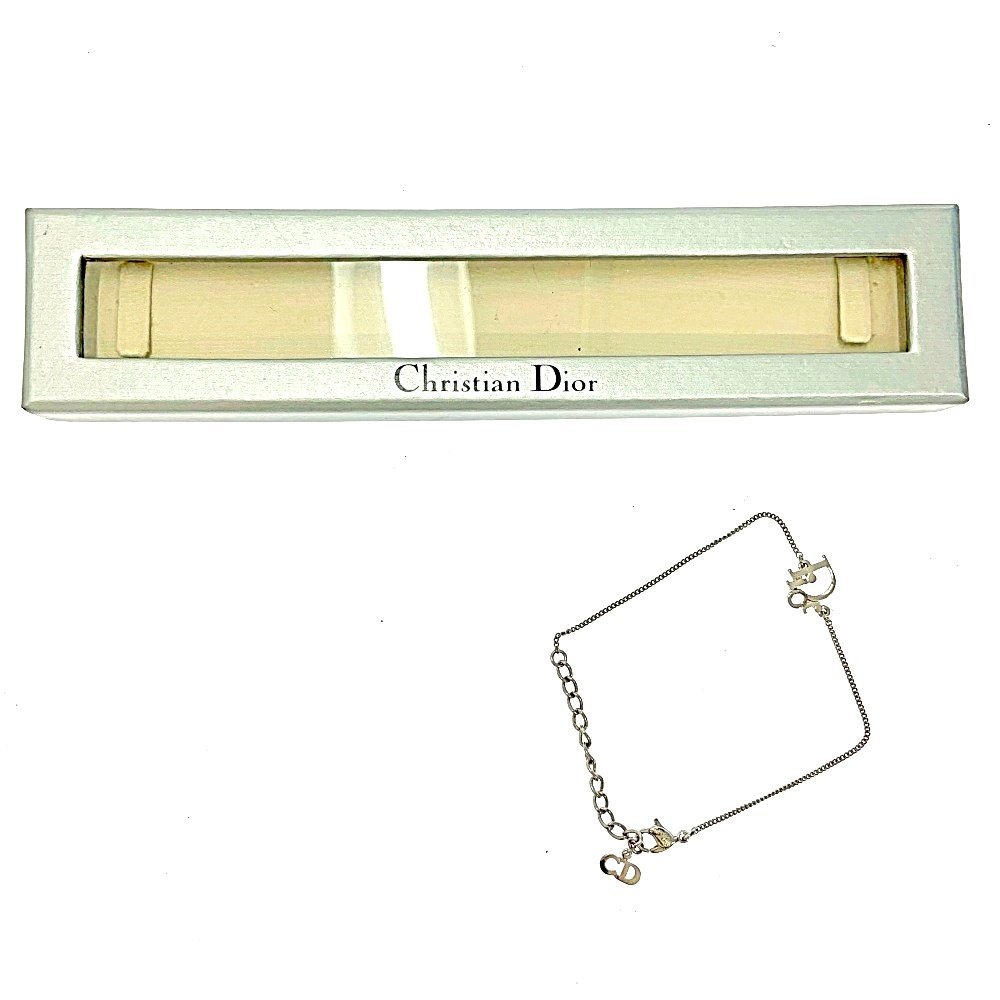 【箱付き】 Christian Dior クリスチャンディオール メタル ロゴ チェーン ブレスレット レディース シルバー 131941 ブレスレット