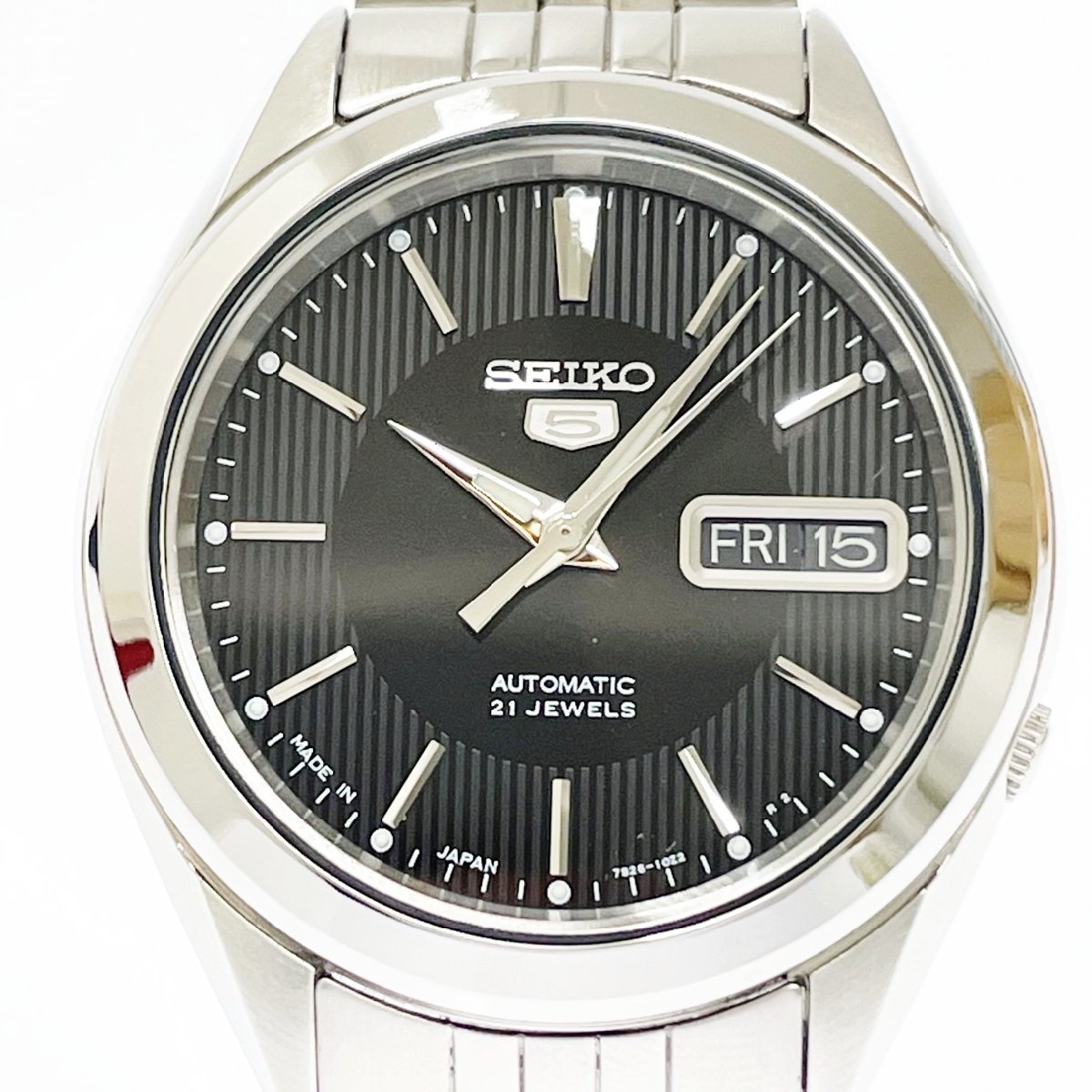 【1円スタート】【箱付き】SEIKO セイコー 7S26-03V0 セイコー5 21石 SS 裏スケ ブラック文字盤 自動巻き メンズ腕時計 158072_画像2