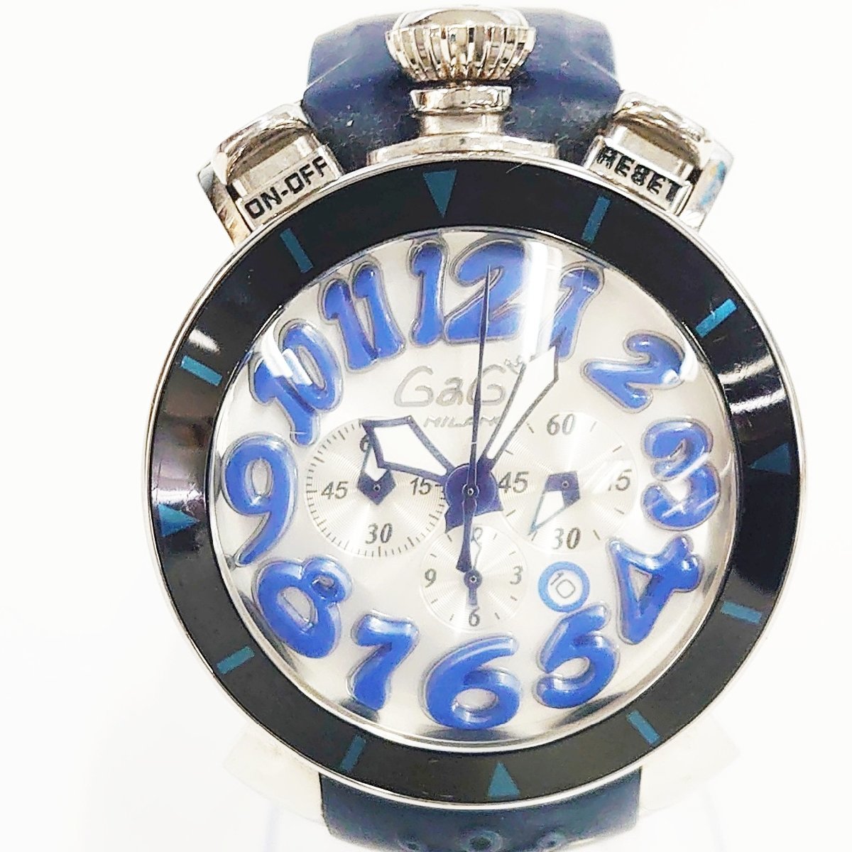 トップシークレット GAGA MILANO クロノグラフ MM48 ホワイトベルト