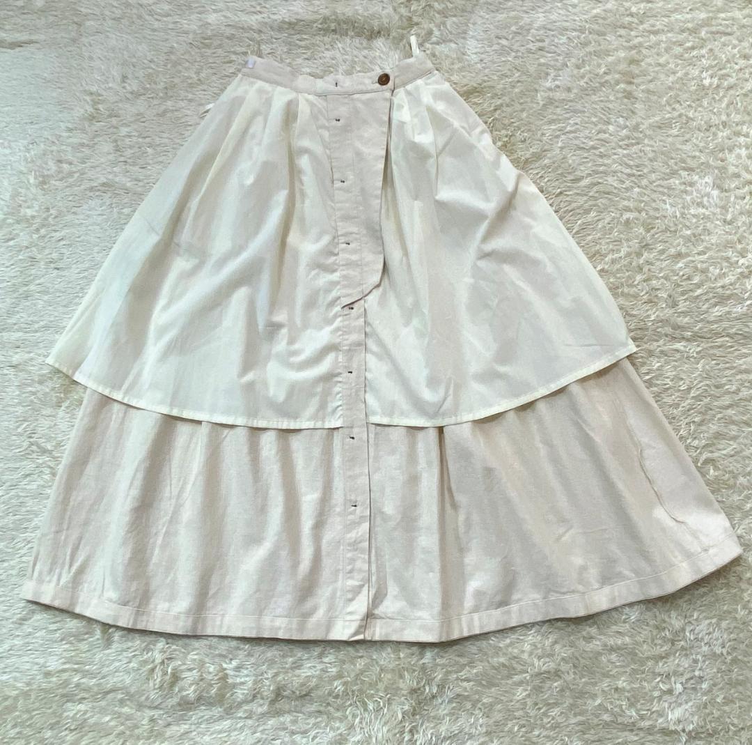 MOUSSY lady's front button flared skirt unbleached cloth No1059