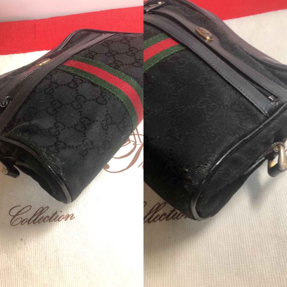 グッチ　GUCCI OLDGUCCI Vintage シェリーライン ブラック　ショルダーバッグ