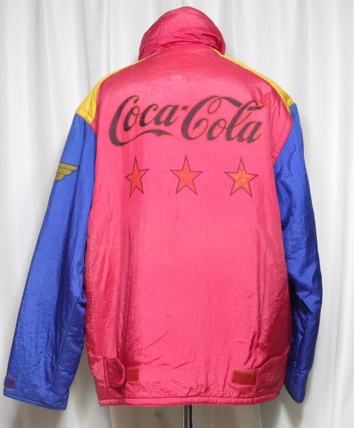 ☆年代不明 1987 Coca Cola コカ・コーラ 中綿ジャケット メンズMサイズ ピンク ブルー イエロー _画像3