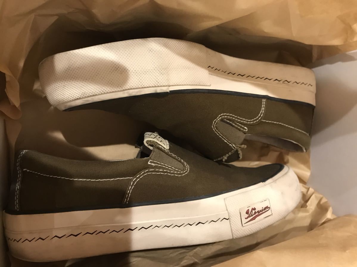 19aw VISVIM SKAGWAY PATTEN SLIP-ON ビスビム ヴィズヴィム スカグウェイ パターン スリッポン スニーカー オリーブ US8 9