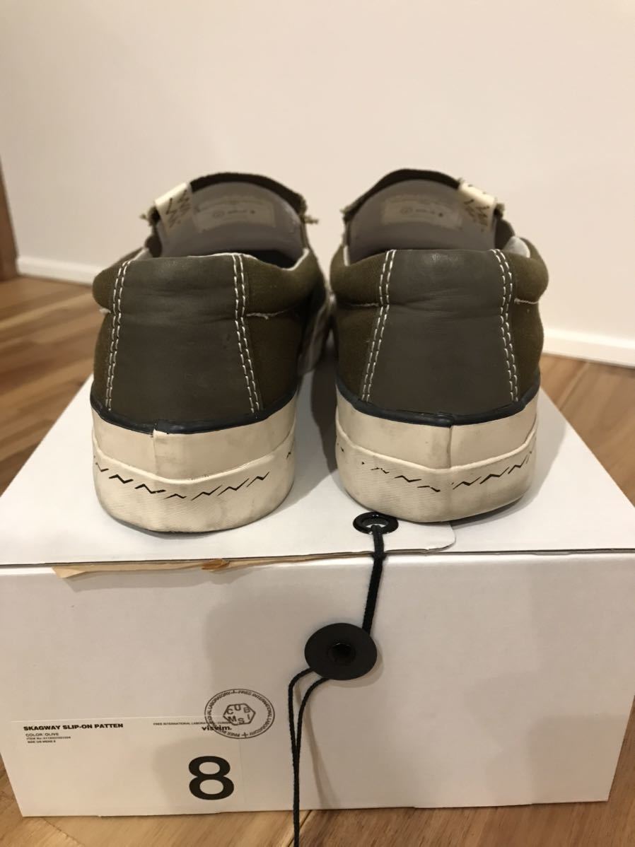 19aw VISVIM SKAGWAY PATTEN SLIP-ON ビスビム ヴィズヴィム スカグウェイ パターン スリッポン スニーカー オリーブ US8 3
