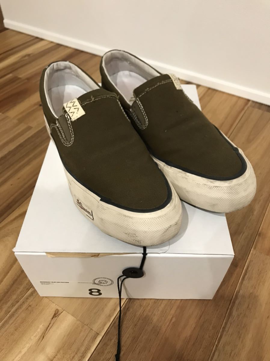19aw VISVIM SKAGWAY PATTEN SLIP-ON ビスビム ヴィズヴィム スカグウェイ パターン スリッポン スニーカー オリーブ US8 6