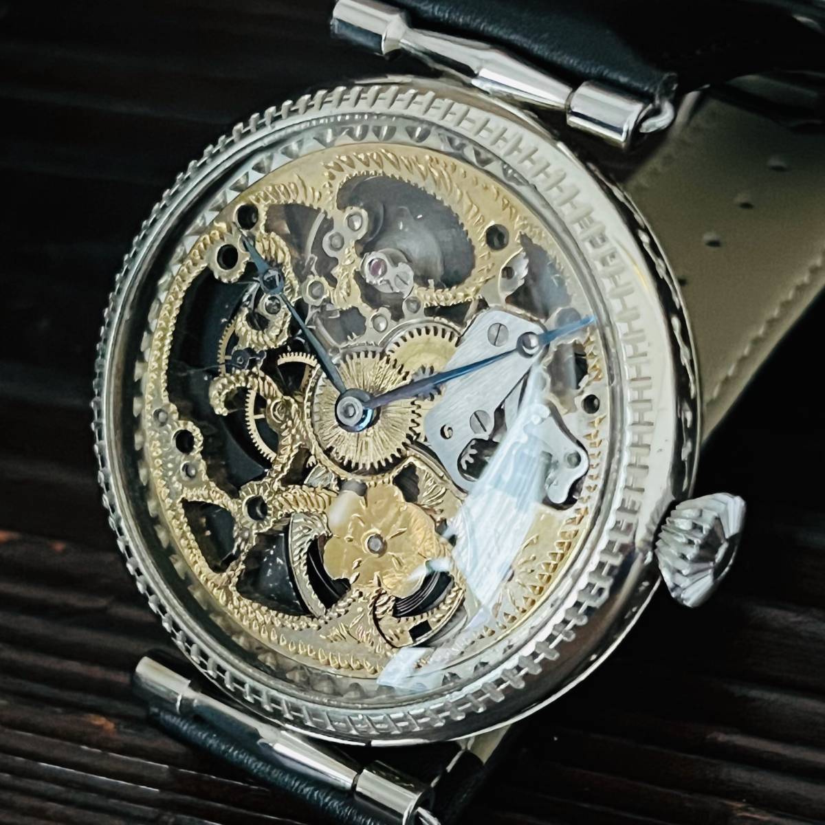 若者の大愛商品 アンティーク腕時計 裏スケ 15石 53mm スケルトン 1910