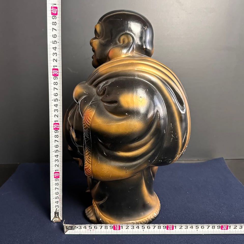 [ER673] 陶器 布袋尊 福の神 置物 高さ約41cm 七福神 縁起物 開運 金運 骨董 オブジェ_画像10