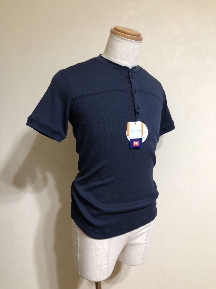[ новый товар ] HELLY HANSEN Helly Hansen уличный вафля термический стрейч футболка tops размер M короткий рукав темно-синий HH31301