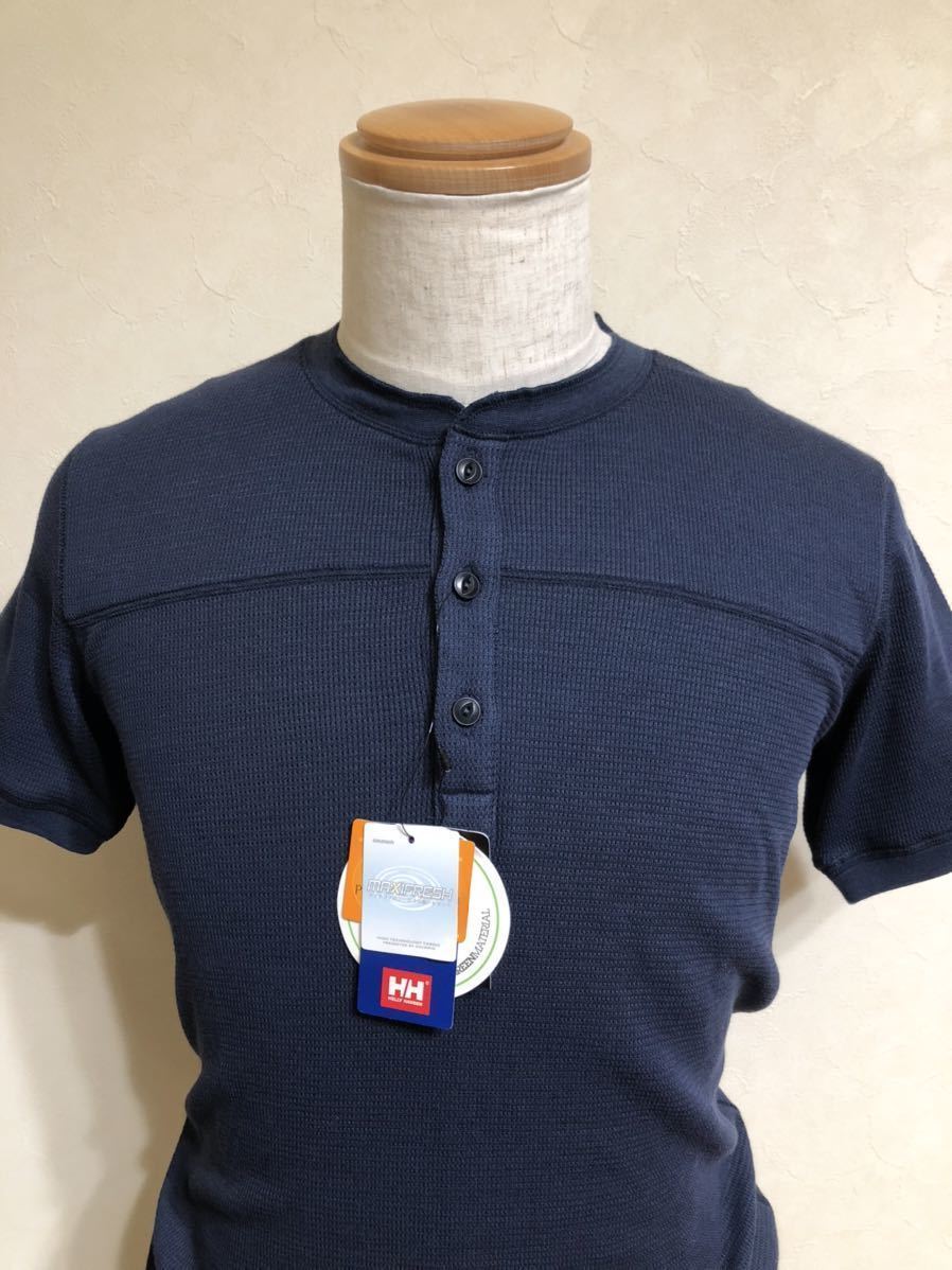 [ новый товар ] HELLY HANSEN Helly Hansen уличный вафля термический стрейч футболка tops размер M короткий рукав темно-синий HH31301