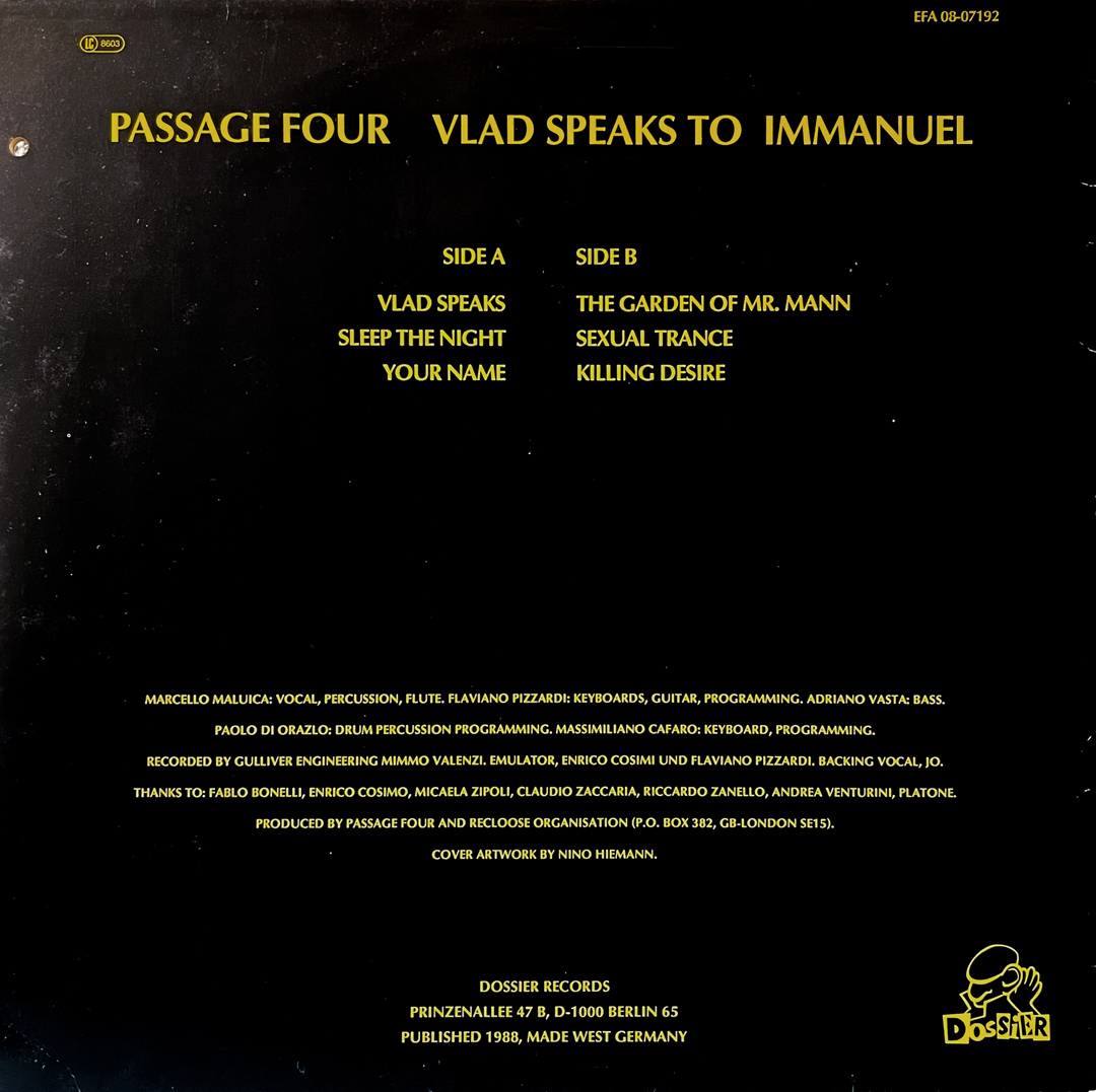 Passage Four - Vlad Speaks To Immanuel LP レコード Vinyl Alternative Rock Dossier_画像2