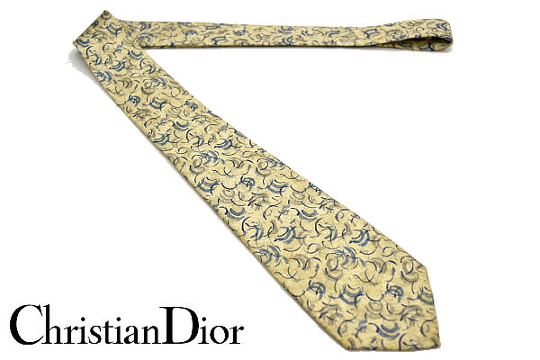 N914* free shipping *Christian Dior MONSIEUR Christian Dior mshu* regular goods beige pattern pattern silk necktie 