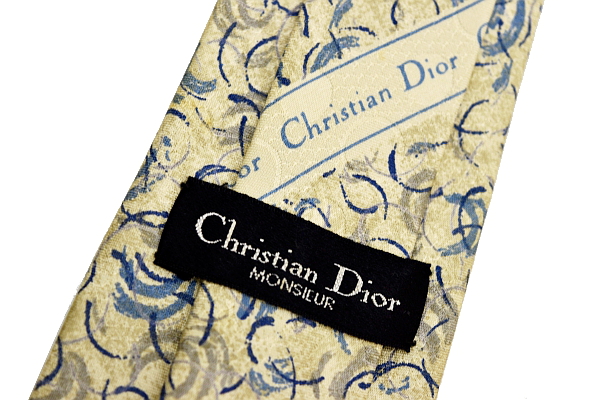 N914* free shipping *Christian Dior MONSIEUR Christian Dior mshu* regular goods beige pattern pattern silk necktie 