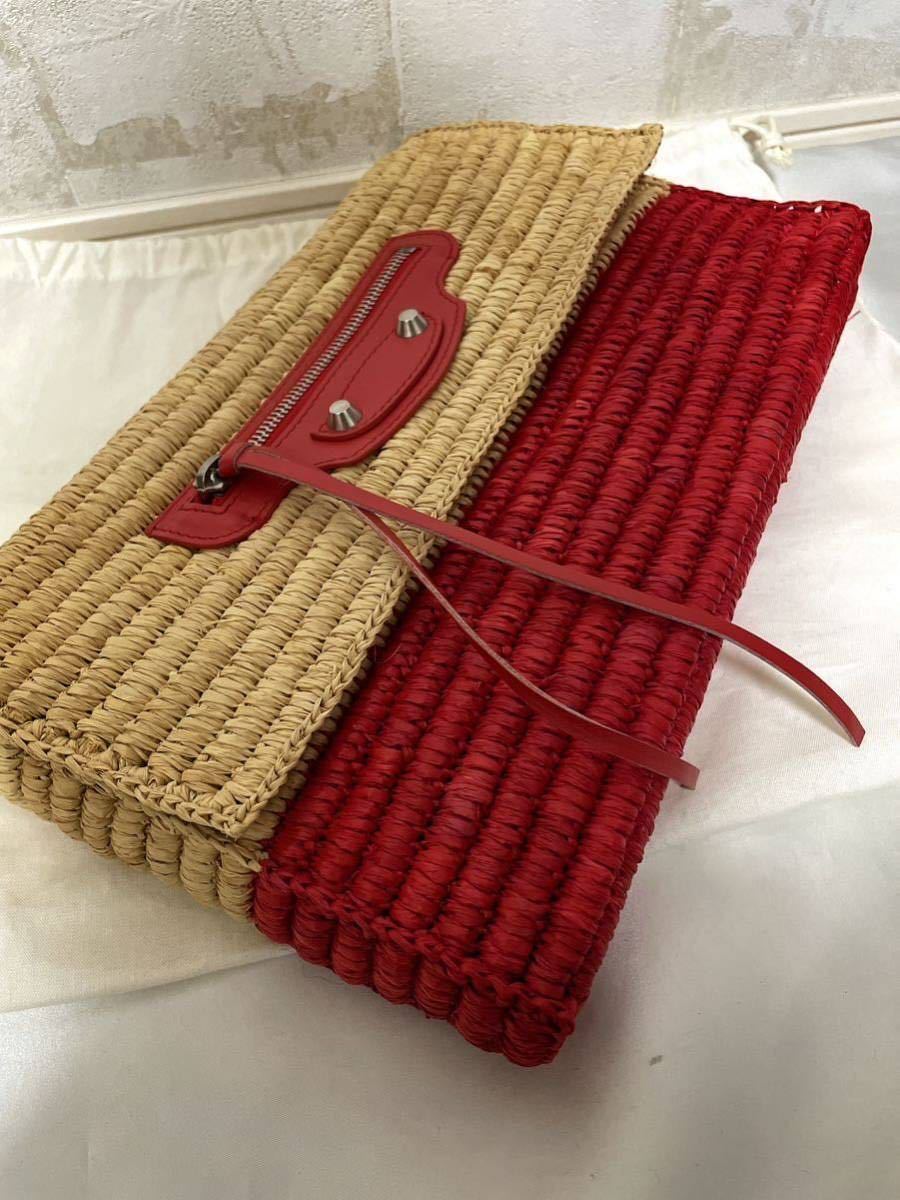 美品!BALENCIAGA バレンシアガ クラッチバッグ ラフィア 339549