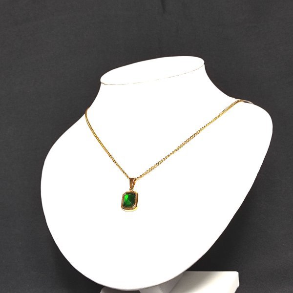 Emerald 18k Gold Plated レディース ネックレス 18K 印字あり k18 金 エメラルドの画像3