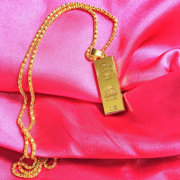 未鑑定品 メンズ レディース ネックレス インゴット 総重量20.5g 鍍金 necklace Gold 18k Gold Plated チェーンネックレスの画像3