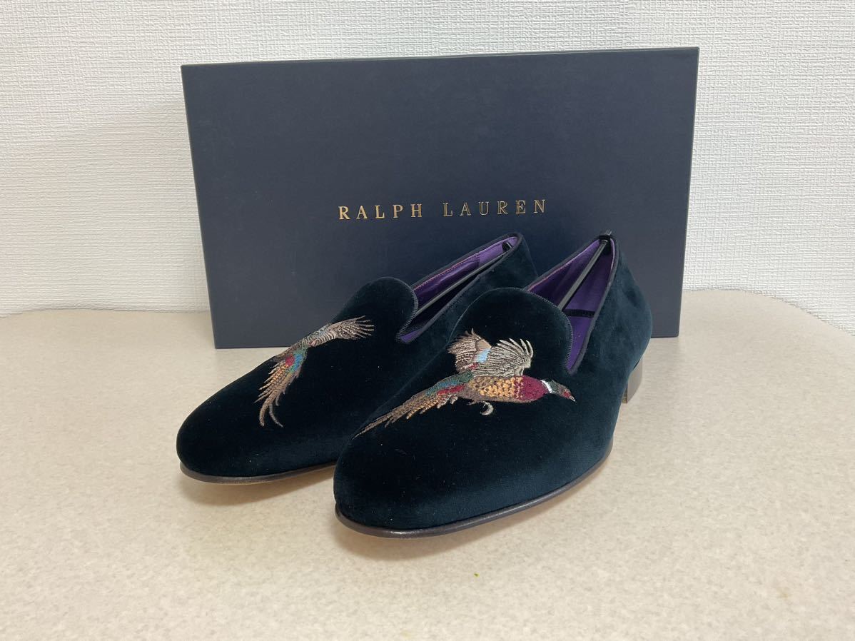 未使用！Ralph Lauren Purple Label ラルフローレン パープルレーベル ベルベット スリッポン 8E_画像1