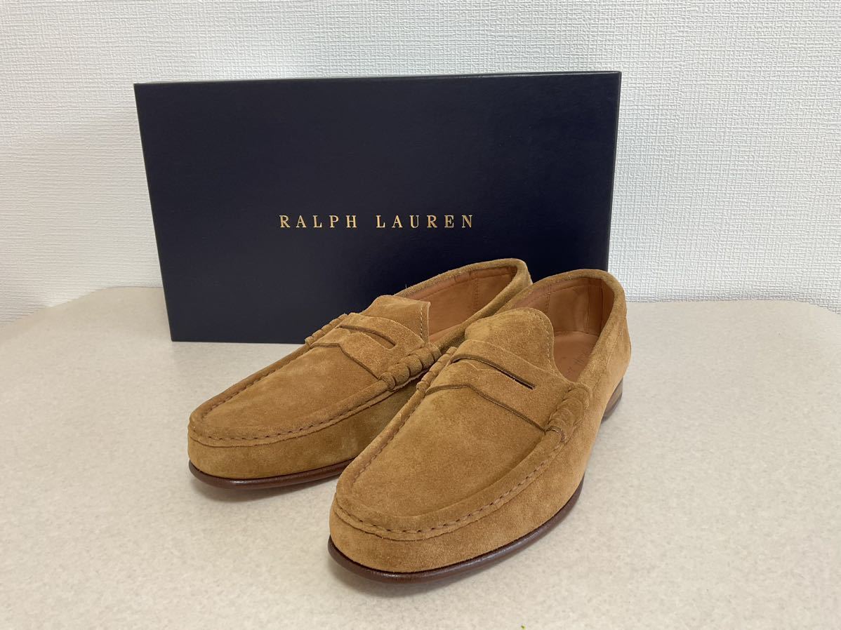 未使用！145200円 Ralph Lauren Purple Label ラルフローレン パープルレーベル Chalmers Suede Penny Loafers ペニーローファー8E