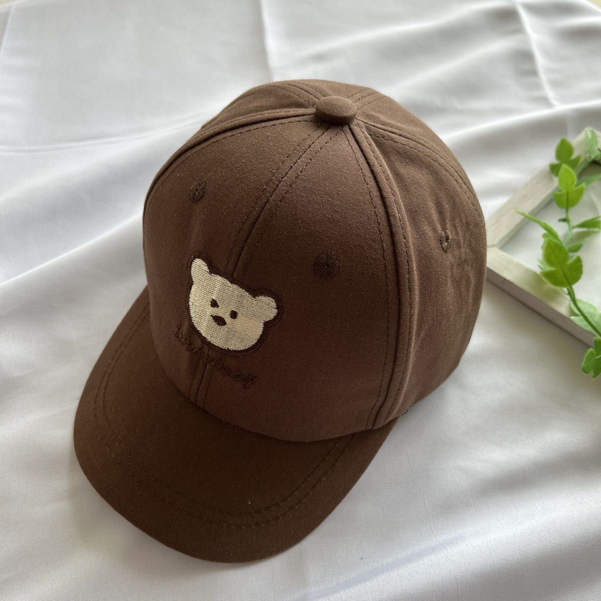 新入荷 新品 ベビー キッズ 帽子 ブラウン キャップ くま ワンポイント