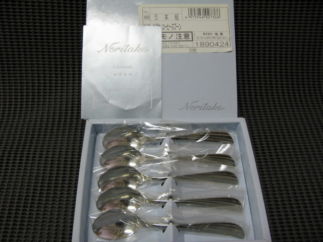  Noritake /Noritake* coffee spoon 5 pcs set *18-8 stainless steel * unused storage goods ②