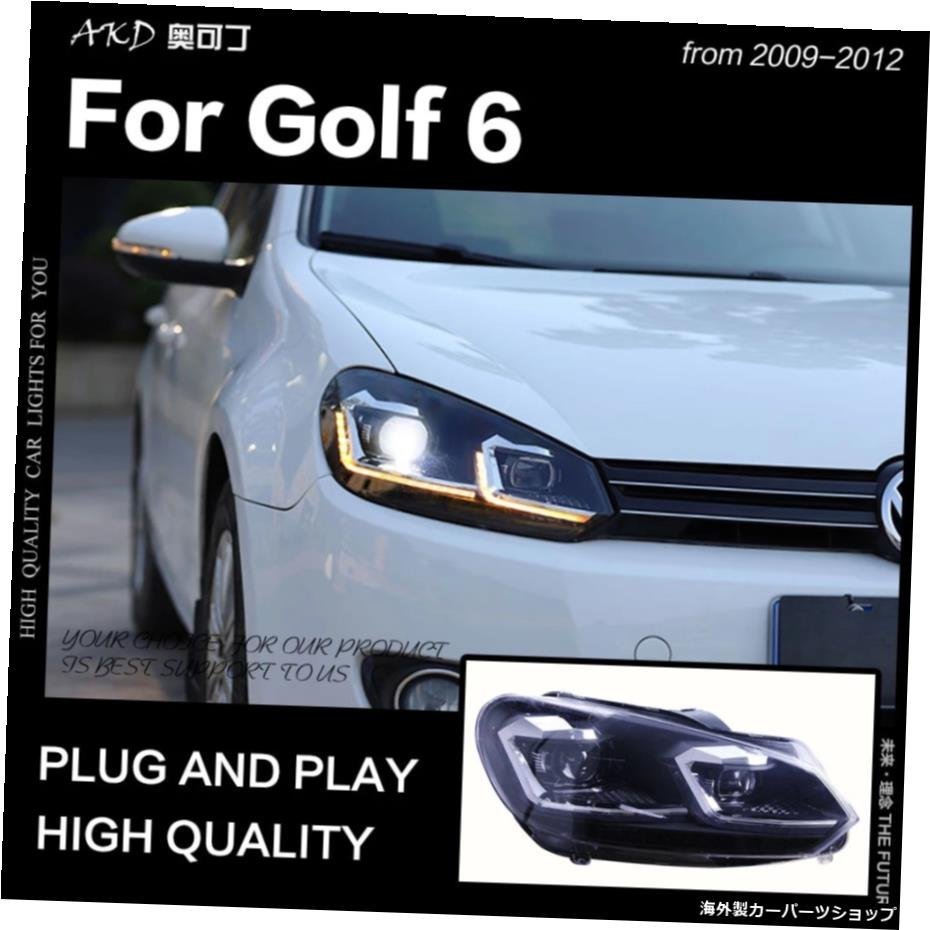 VWゴルフ6ヘッドライト用AKDカースタイリングヘッドランプ2009-2012ゴルフ6LEDヘッドライトDRL信号灯隠しBiキセノンオートアクセサリー AK_画像3