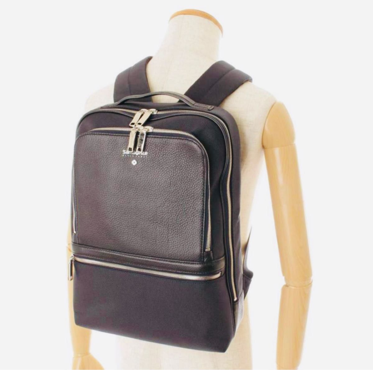新品☆スリムバックパック サムソナイト ブラックレーベル 本革 強化