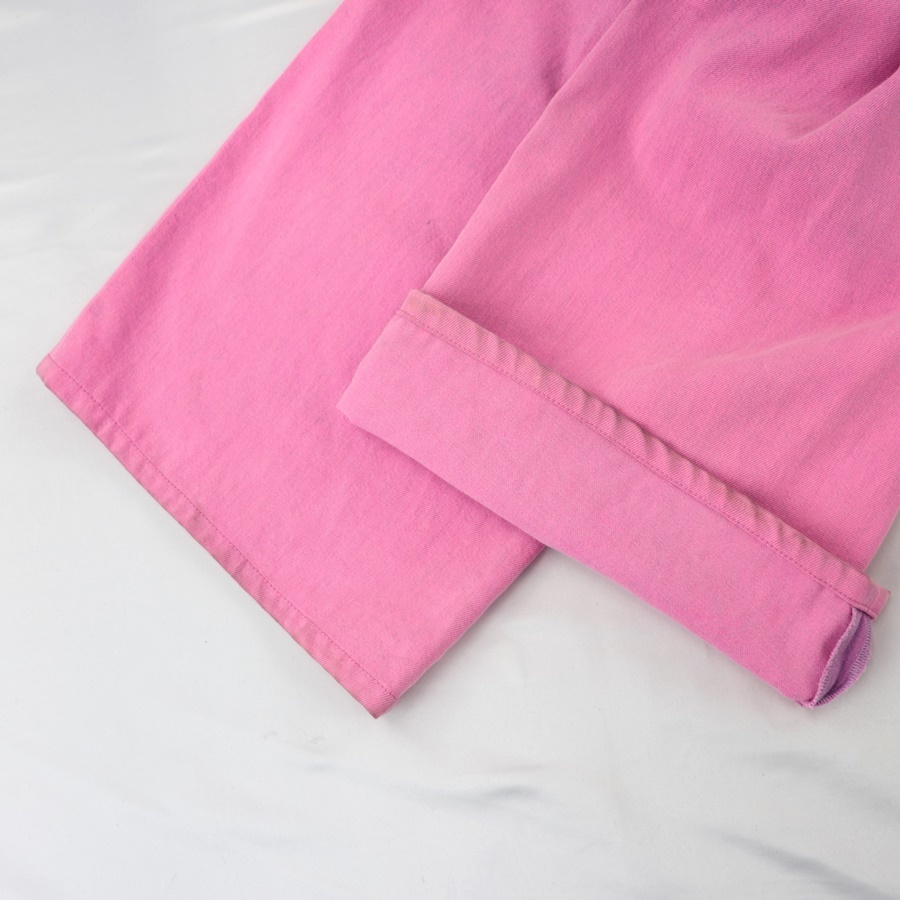 美品 シャネル 21SS ワイド デニムパンツ レディース ピンク 42 ココ
