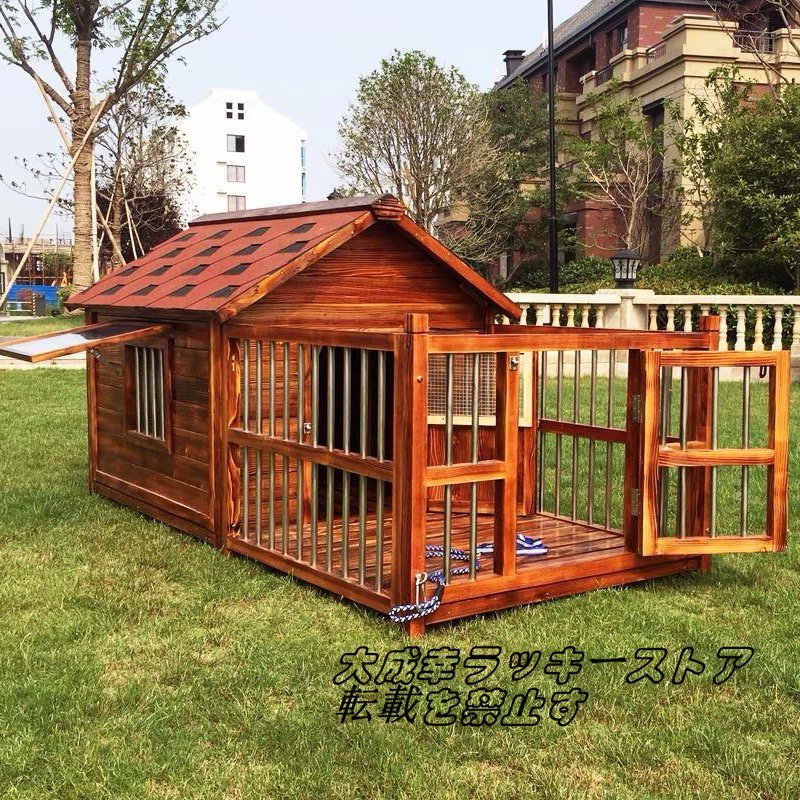  is good quality * kennel robust pet house waterproof outdoors gorgeous holiday house comfortable . space for medium-size dog field ventilation enduring abrasion easy construction door . window attaching dog for kennel 100