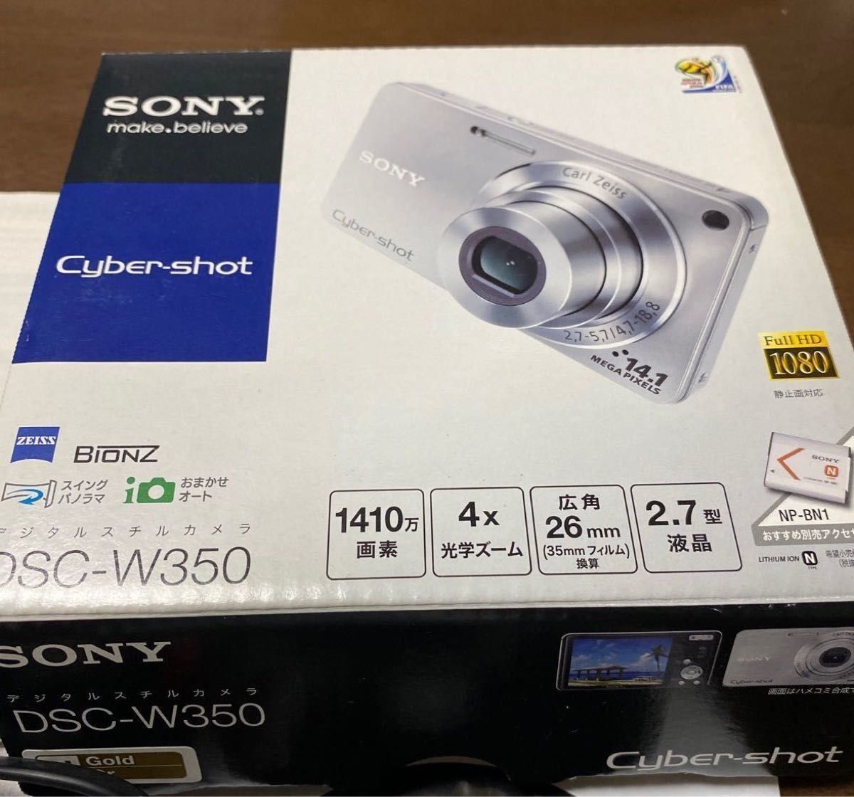 カメラ SONY SONY DSC-WX500 Cyber-shot デジタルカメラ コンパクトデジタルカメラ DSC-W350 Cyber-shot  ゴールド購入時フルセット+別売予備バッテリー&ロングストラップ付 デジタルカメラ