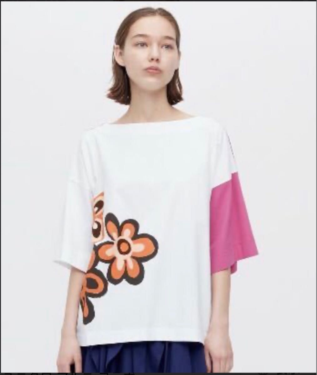 ユニクロ　マルニ　MARNI コラボ　グラフィック　オーバーサイズボクシーT 半袖  ピンク　Lサイズ　　