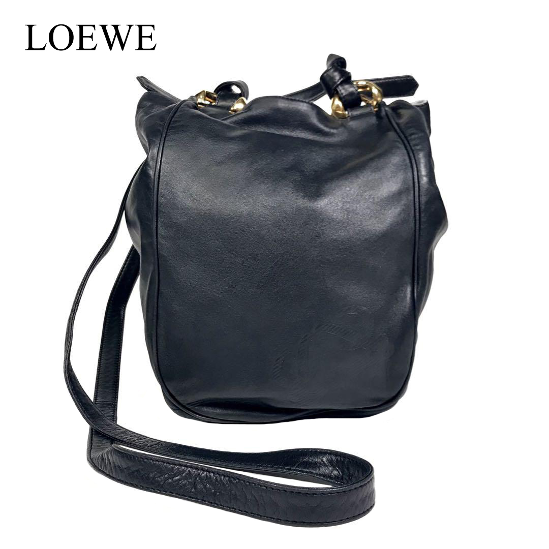 良品 *LOEWE ロエベ* レザー ハンドバック ロゴ 黒 cauverycollege.ac.in