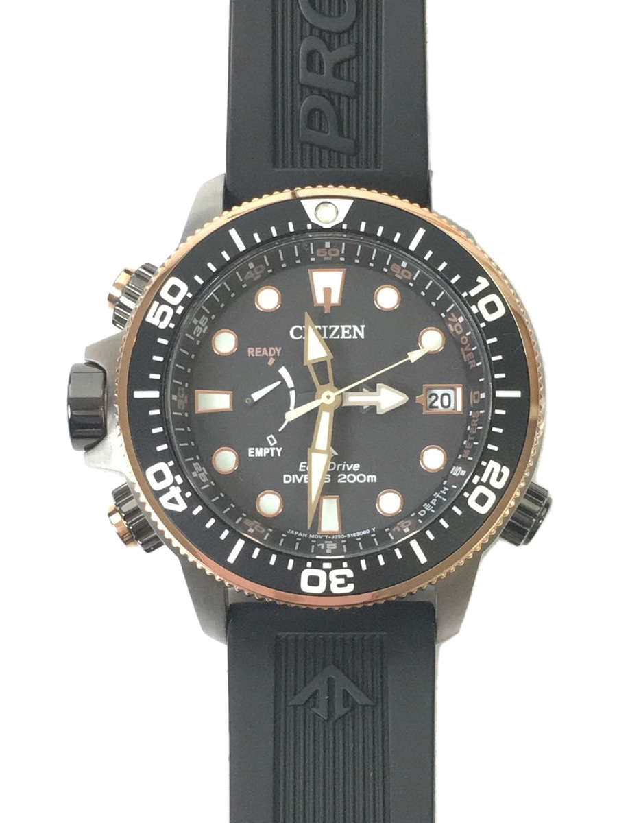 CITIZEN◇ソーラー腕時計/アナログ/ラバー/BLK/BLK/SS/J250-S118948