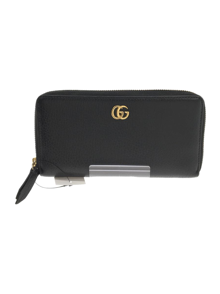 GUCCI◆GGマーモント/長財布/レザー/BLK/無地/メンズ/456117_画像1