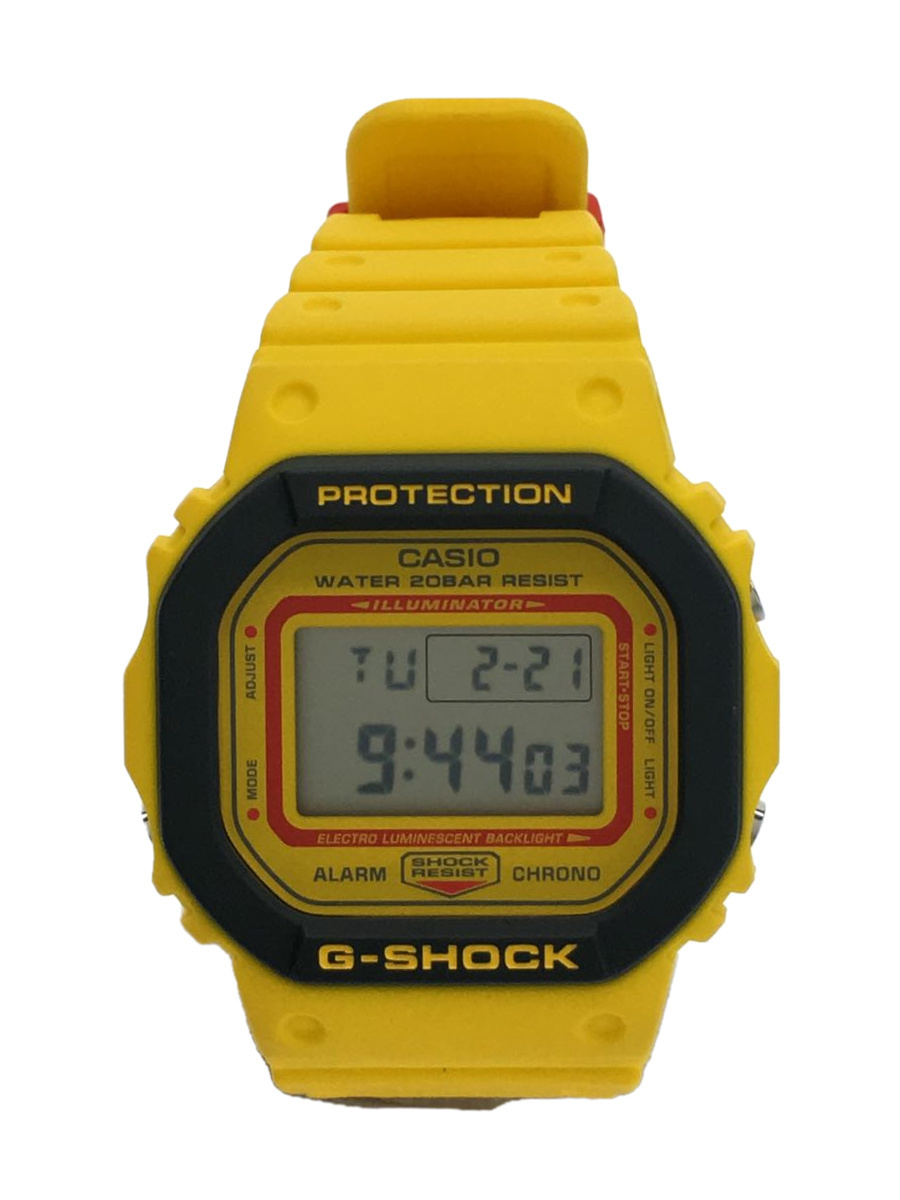 高価値セリー CASIO◇クォーツ腕時計_G-SHOCK/デジタル/ラバー/CLR/YLW