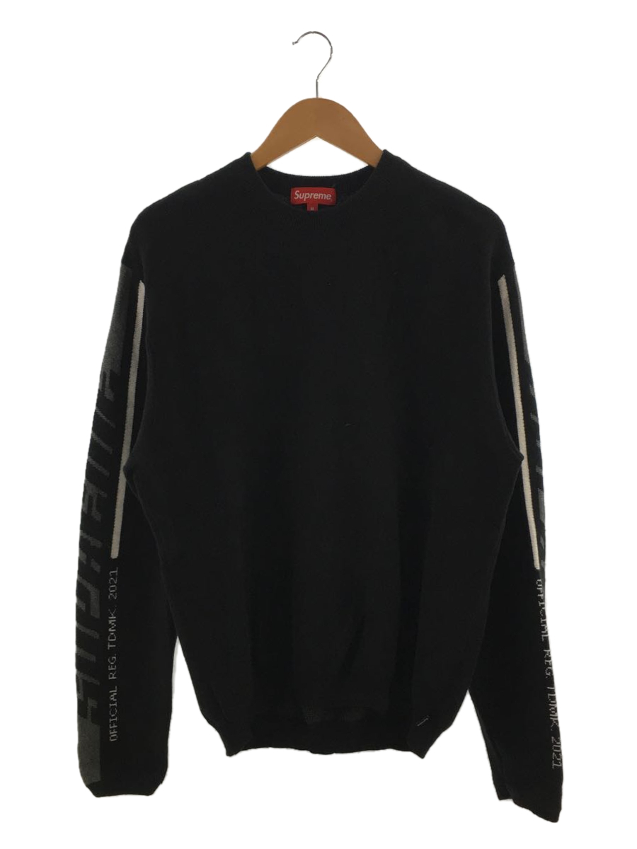 Supreme◆21AW Sleeve Stripe Sweater/袖ロゴ/セーター(厚手)/M/コットン/BLK