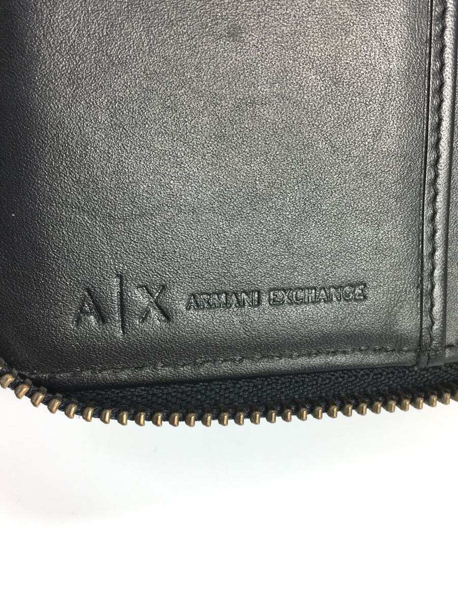 ARMANI EXCHANGE◆長財布/レザー/BLK/無地/メンズ/エンボスロゴパターン_画像3