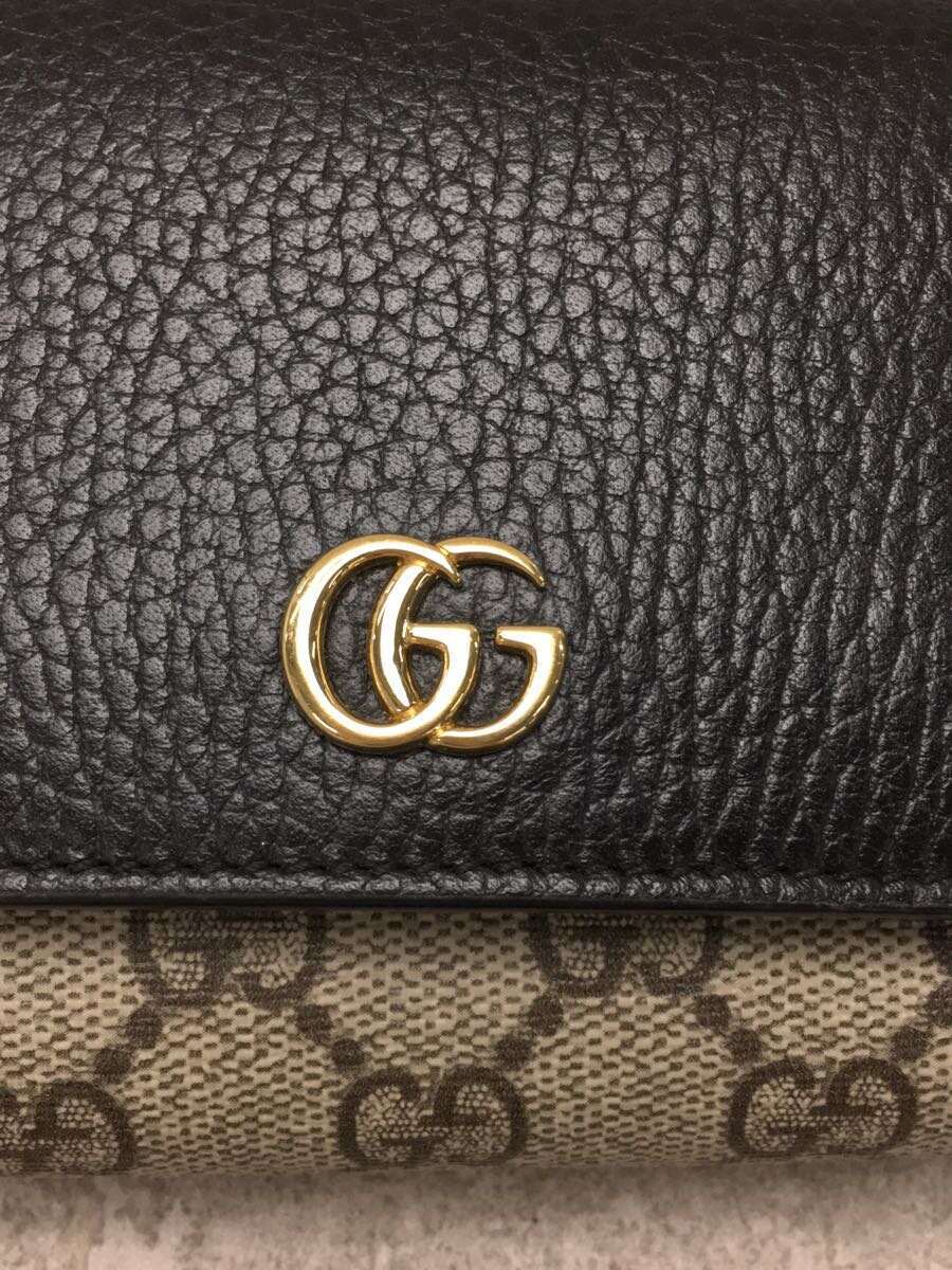 GUCCI◆2つ折り財布/レザー/BLK/レディース/GGマーモント/GGスプリームキャンバス/598587_画像3