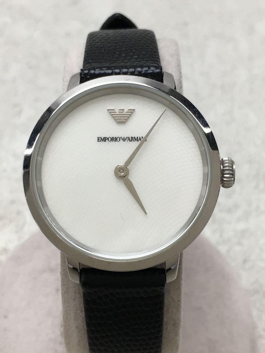おトク】 EMPORIO ARMANI◇クォーツ腕時計/アナログ/レザー/WHT/BLK