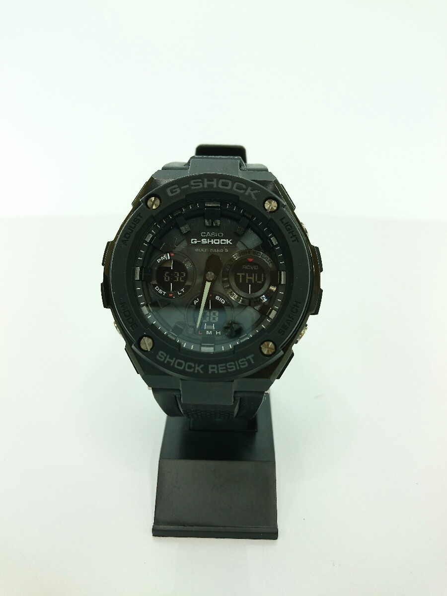 CASIO◇ソーラー腕時計・G-SHOCK/デジアナ/ラバー/BLK/BLK-