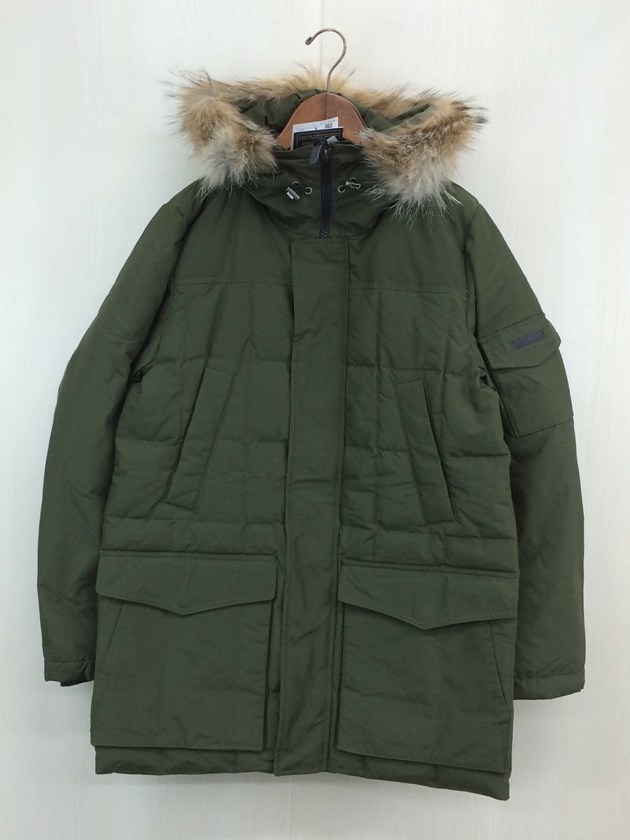 Woolrich◆BRIZZAD PARKA/ダウンジャケット/XL/ナイロン/カーキ/無地/WOCPS2395