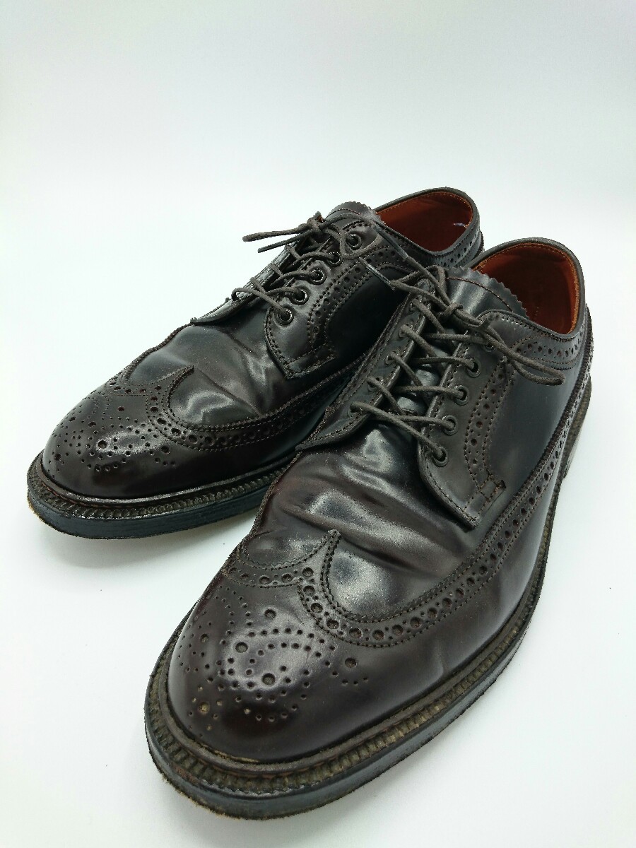 Alden◇コードバン/ロングウイングチップ/ドレスシューズ/US8/BLK