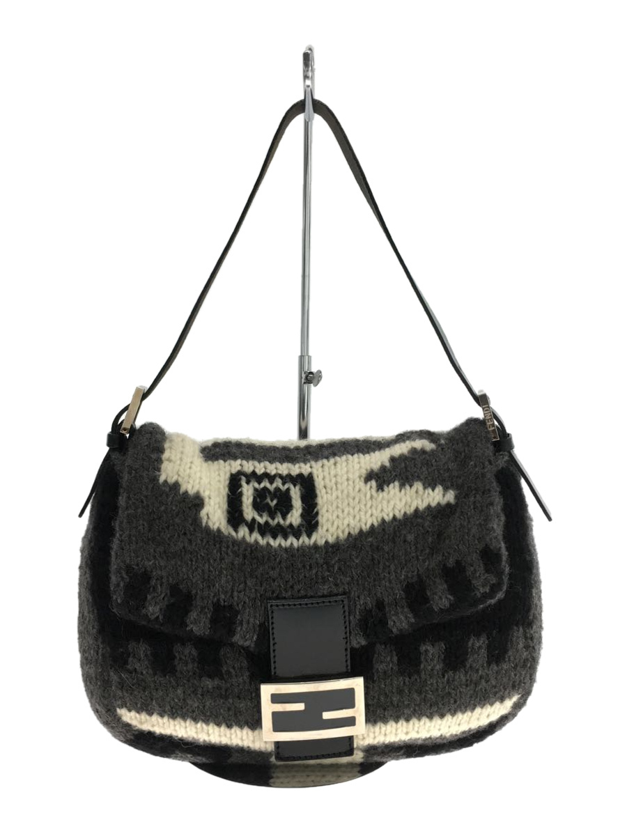 FENDI◆ハンドバッグ/-/GRY/無地/フェンディ/ノルディックニットマンマバケット/保存袋有_画像1