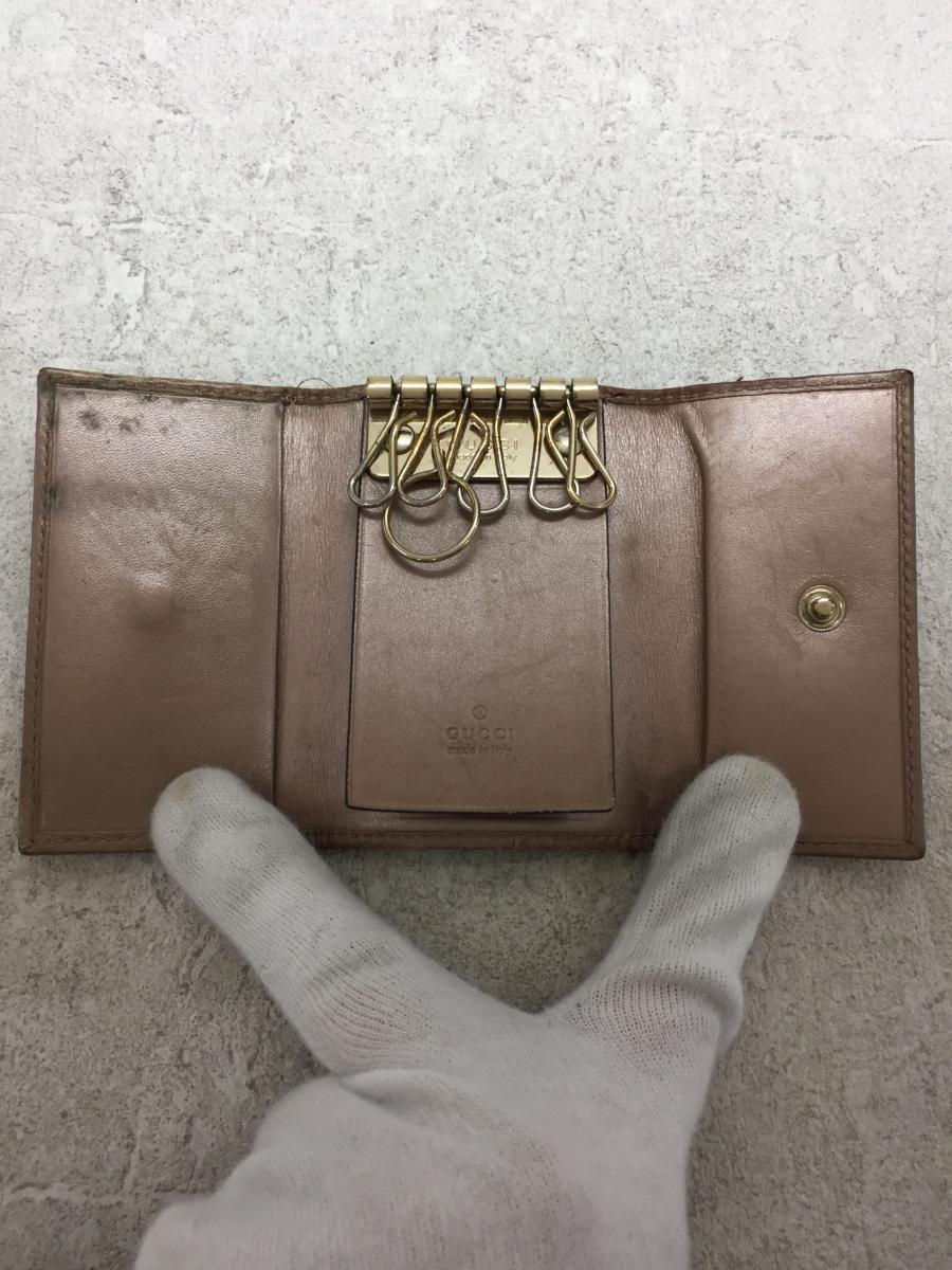 GUCCI◇キーケース/6連/257217/キャンバス/ベージュ/ブラウン/ゴールド