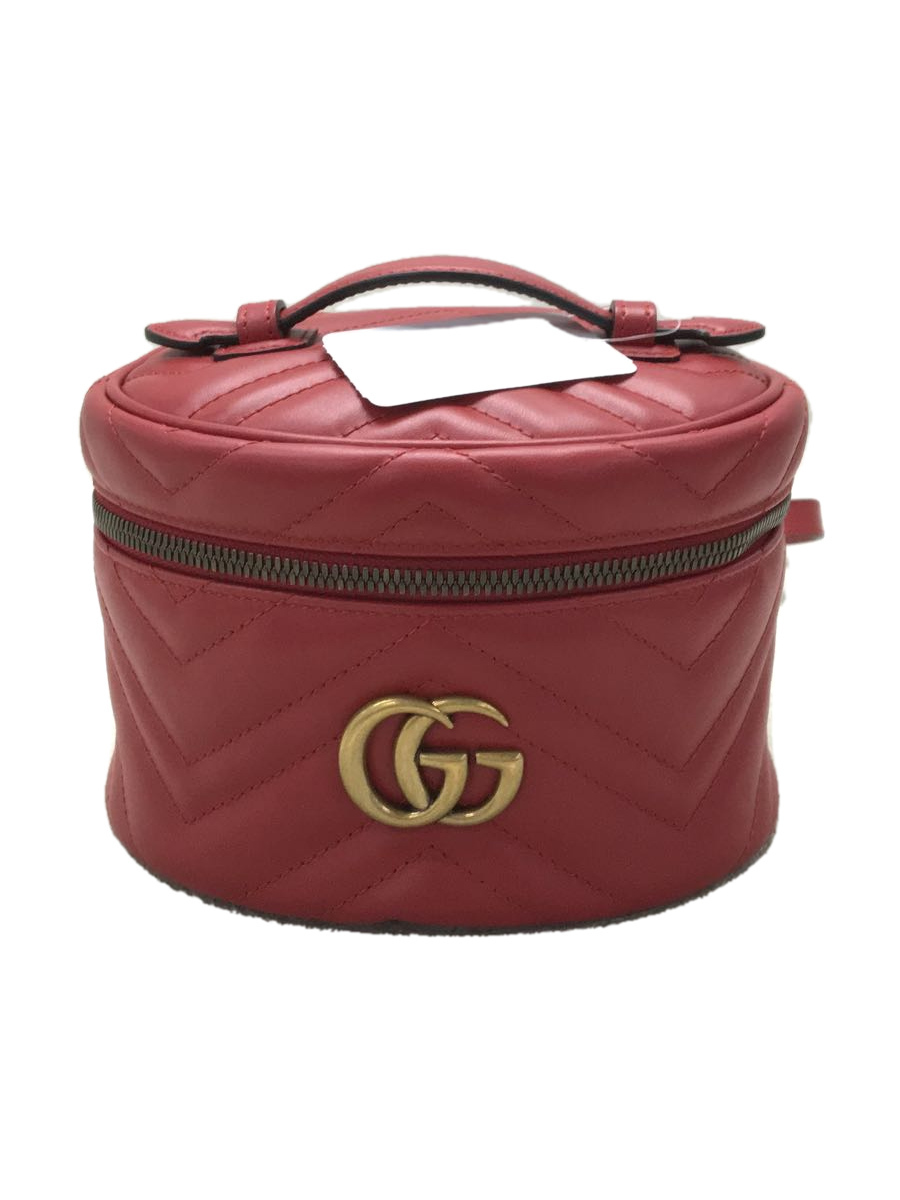 GUCCI◆GUCCI グッチ リュック/キルティングレザー/RED/ミニバックパック/GGマーモント/_画像1