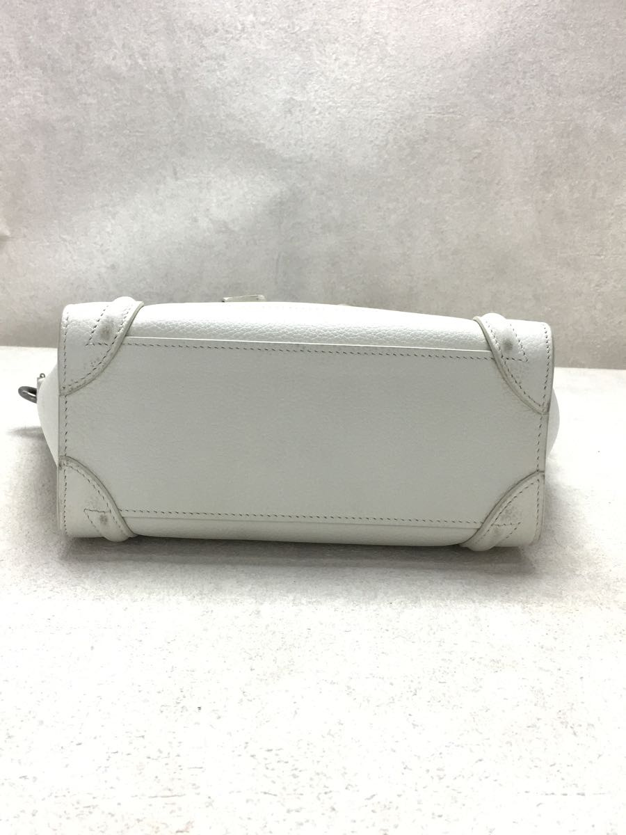 CELINE◆ハンドバッグ[仕入]/レザー/WHT/無地/ラゲージナノショッパー/2WAY/カーフレザー/_画像5